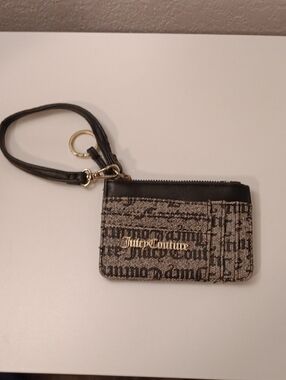 Juicy Couture Black & Gray Monogram Wristlet Card Case